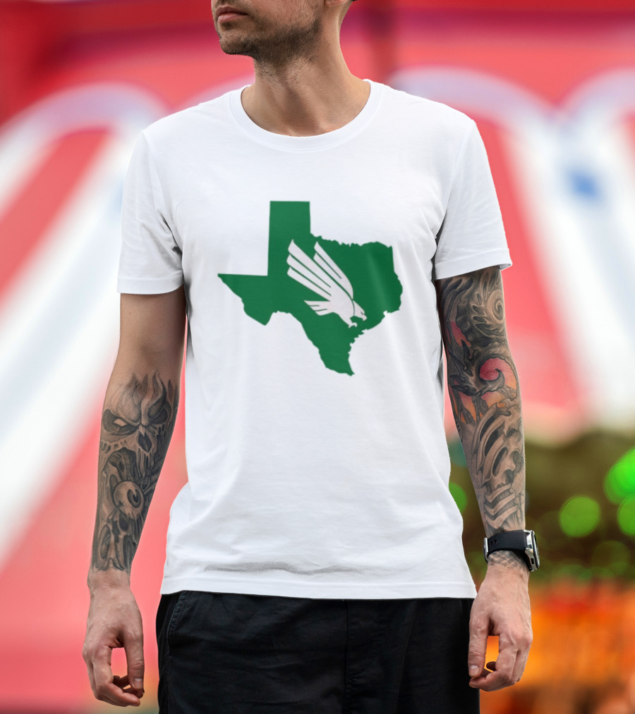 North Texas State Texas Diving Eagle Green Map T-Shirt