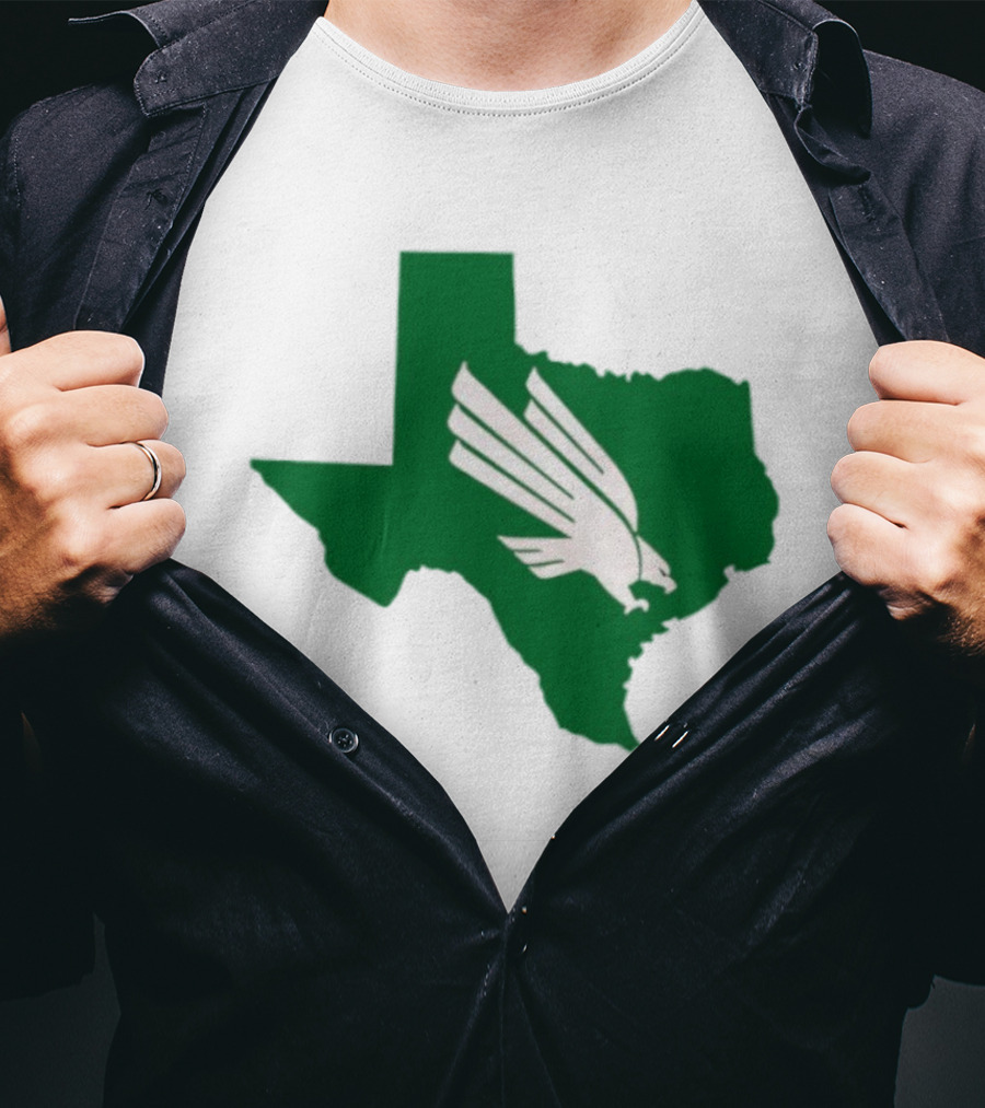 North Texas State Texas Diving Eagle Green Map T-Shirt