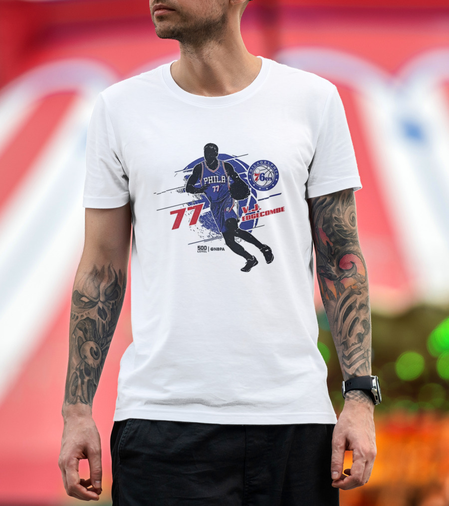 Philadelphia 76ers VJ Edgecombe Number 77 Basketball Player T-Shirt