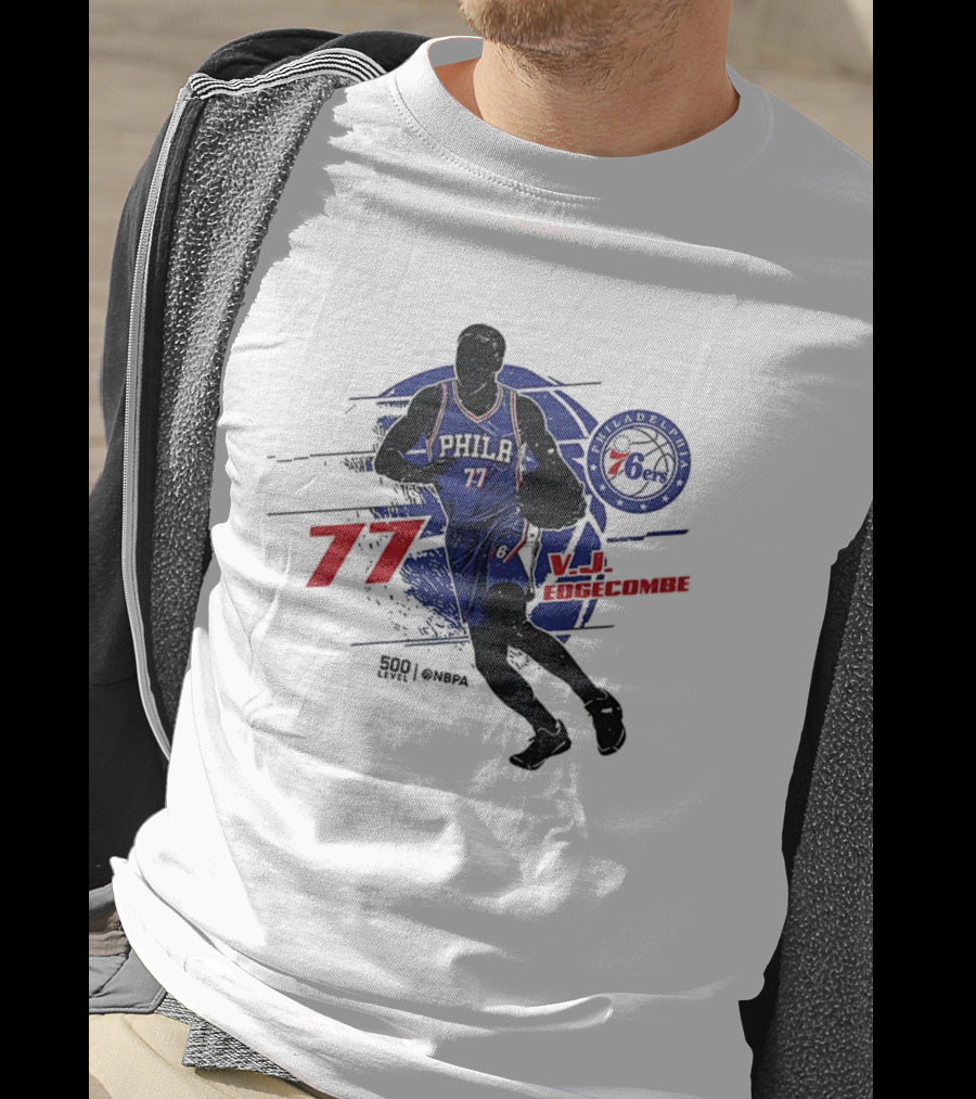 Philadelphia 76ers VJ Edgecombe Number 77 Basketball Player T-Shirt
