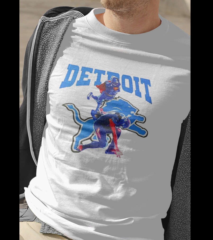 Detroit Lions Superman Crossover Athlete Leap T-Shirt