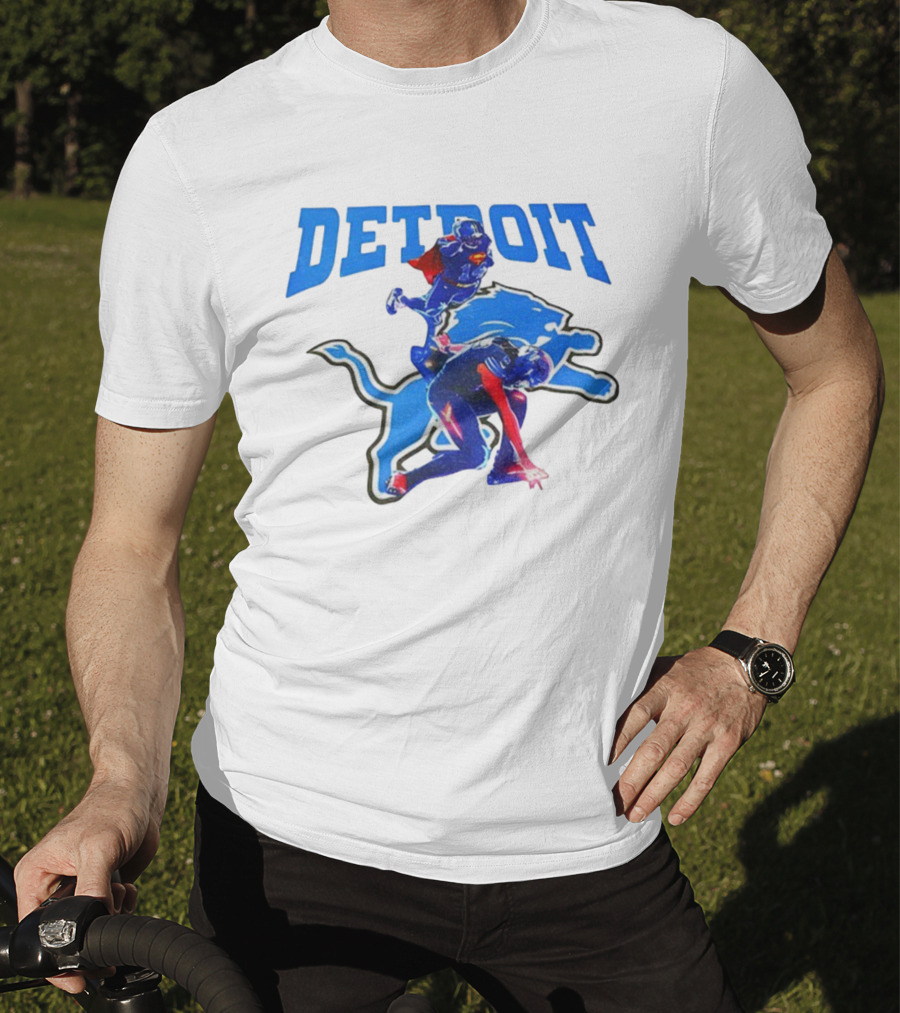 Detroit Lions Superman Crossover Athlete Leap T-Shirt