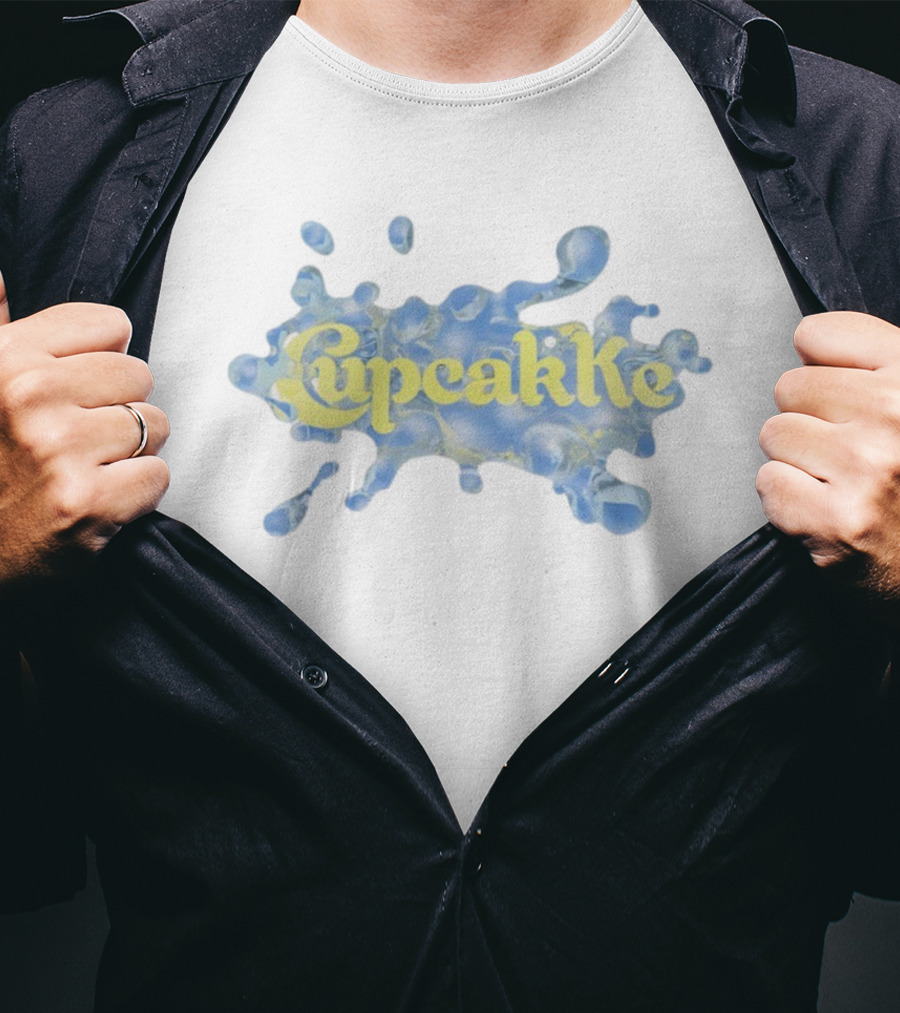 Cupcakke Yellow Text Blue Splash Design T-Shirt