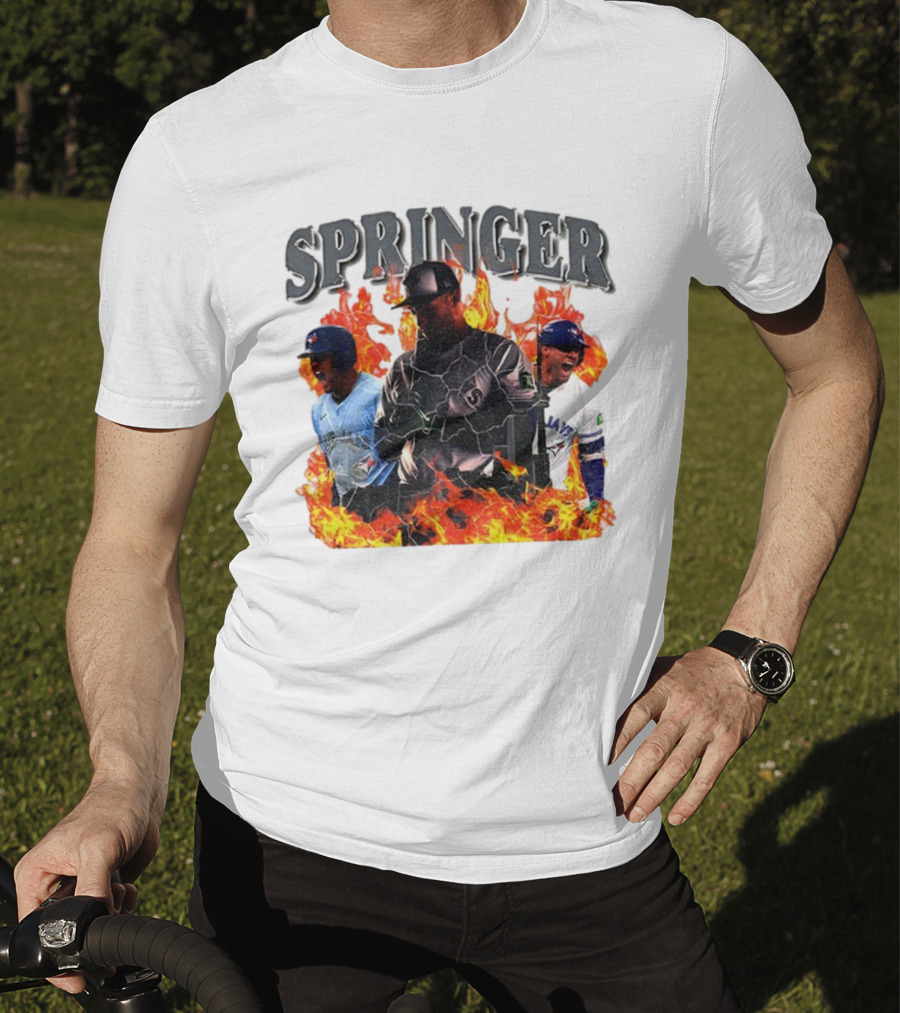 SPRINGER George Toronto Blue Jays Playoffs Fire Background T-Shirt