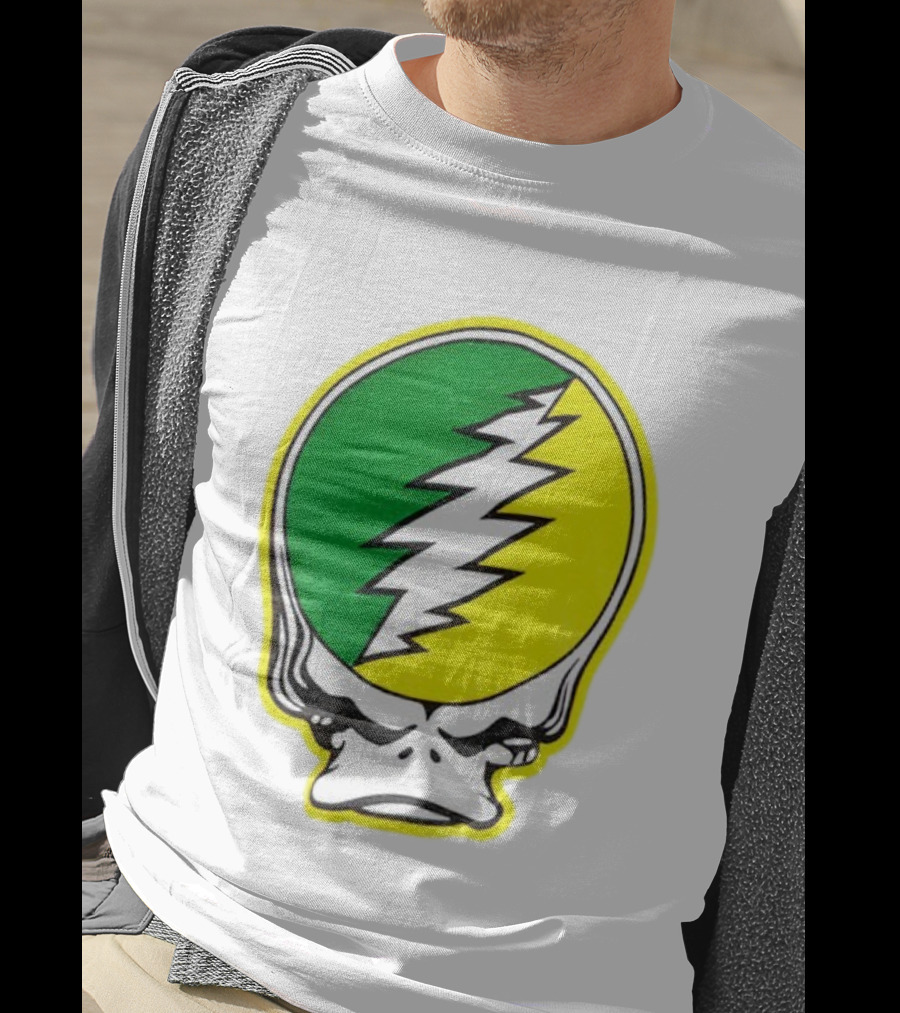 Grateful Ducks Grateful Dead Steal Your Face Green Yellow Bolt 26 T-Shirt