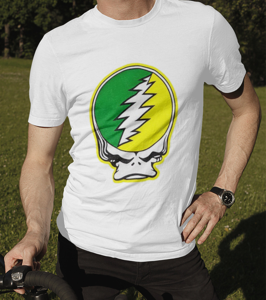 Grateful Ducks Grateful Dead Steal Your Face Green Yellow Bolt 26 T-Shirt