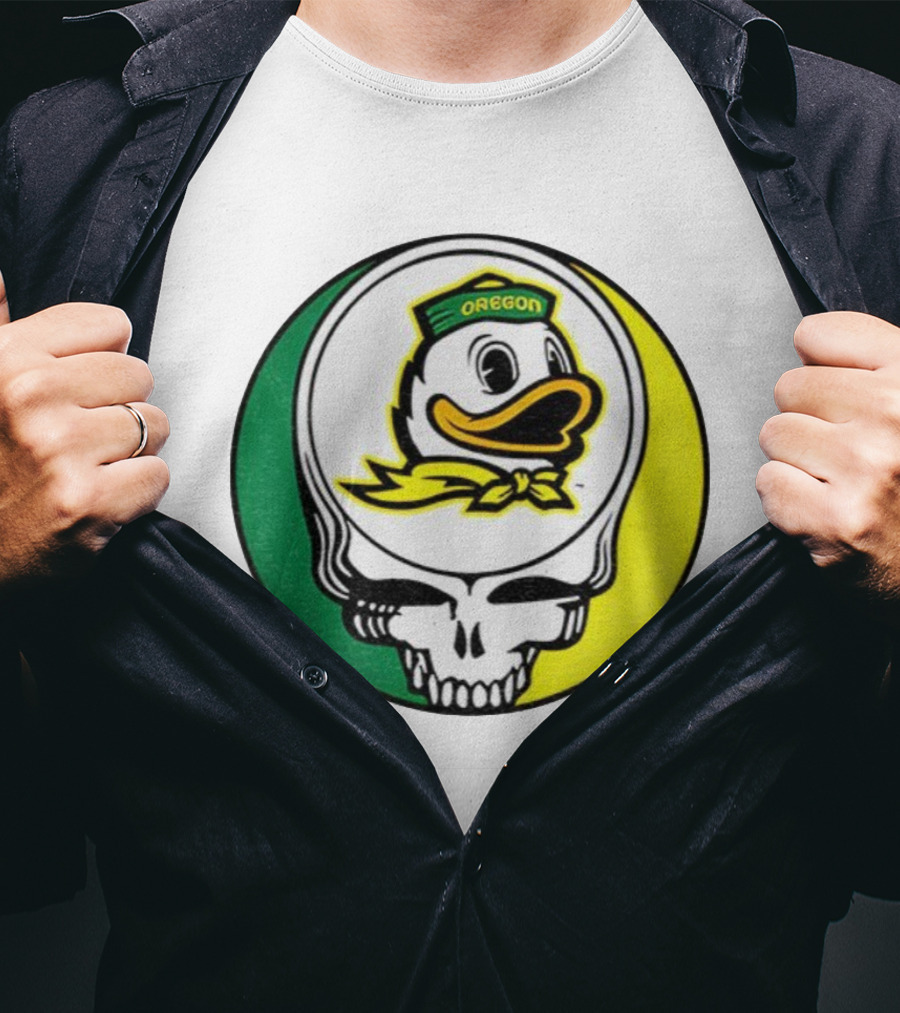 Grateful Ducks Oregon Ducks Grateful Dead Skull Icon Fusion T-Shirt