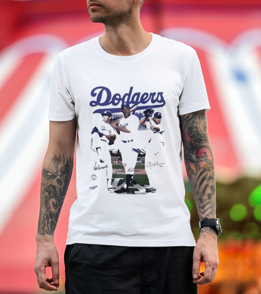 Los Angeles Dodgers Mookie Betts Steve Sax Clayton Kershaw Signatures Vintage Style T-Shirt