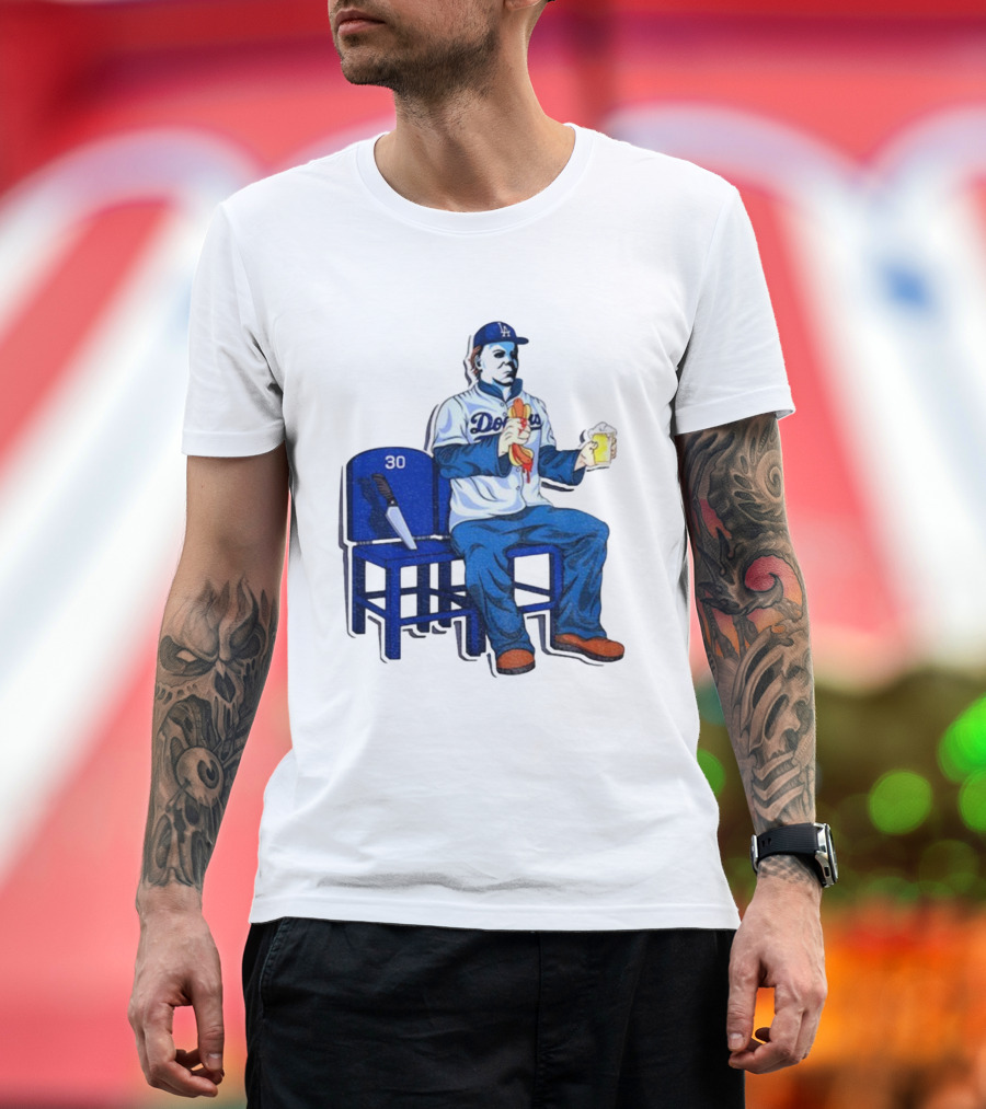 Michael Myers Dodgers Dave Roberts Hot Dog Beer MLB 2025 T-Shirt