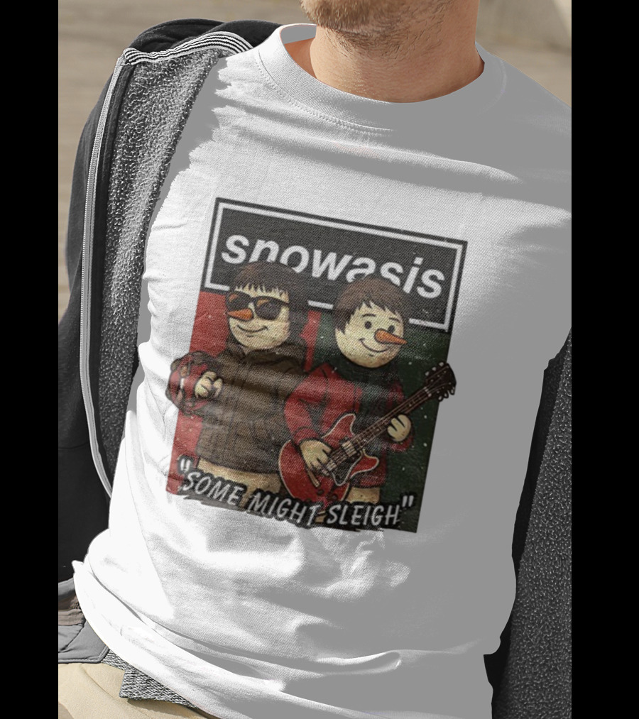 Snowasis Christmas Some Might Sleigh Snowman Band Holiday Pun T-Shirt