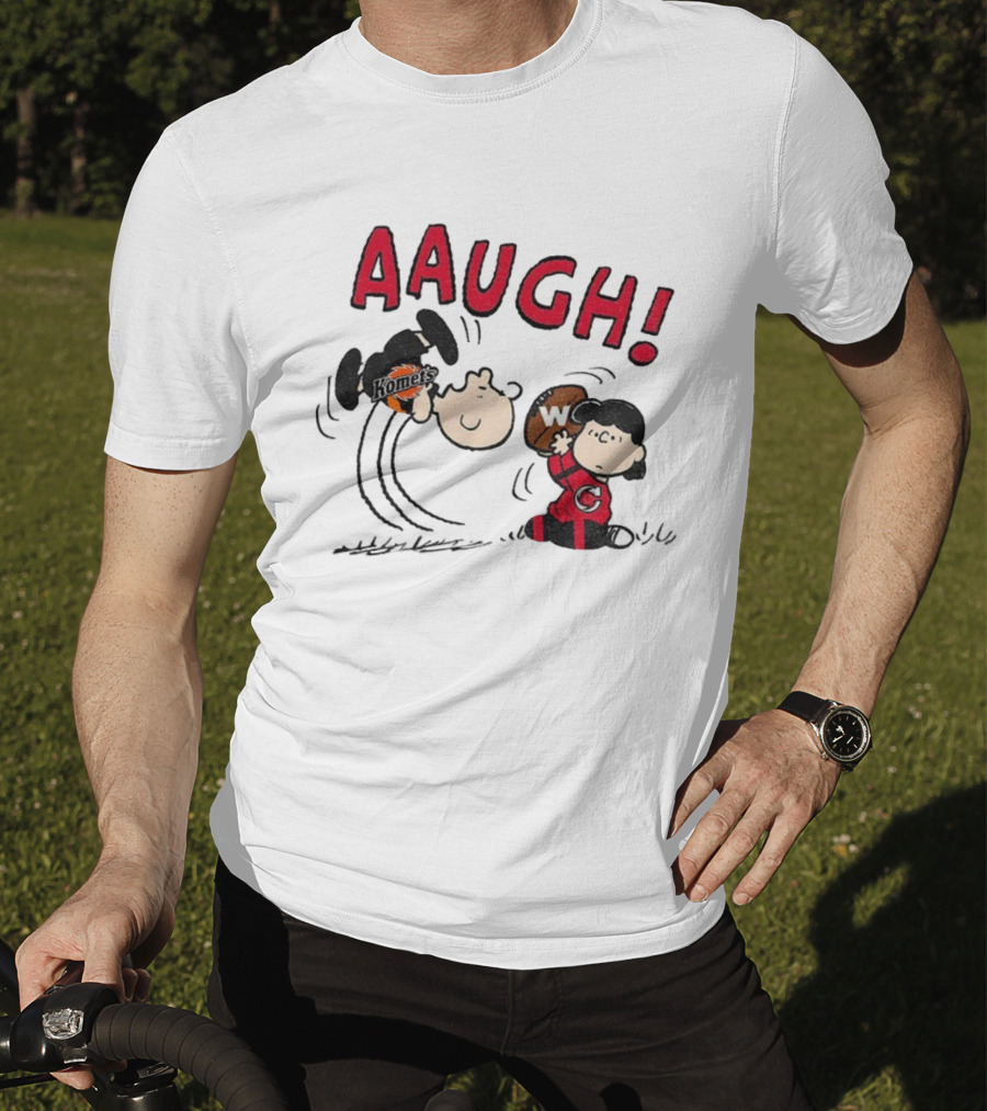 Peanuts Charlie Brown Cincinnati Cyclones Vs Komets Hockey AAUGH! Lucy Linus T-Shirt