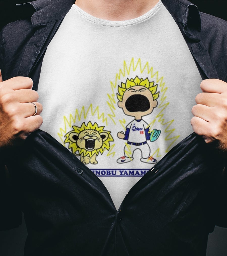 Yoshinobu Yamamoto Charlie Brown Los Angeles Dodgers 18 MLB Super Saiyan Dragon Ball T-Shirt