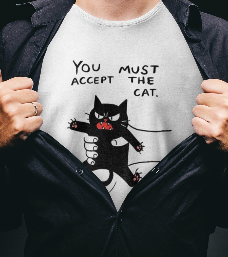 You Must Accept The Cat Grumpy Black Cat Graphic T-Shirt