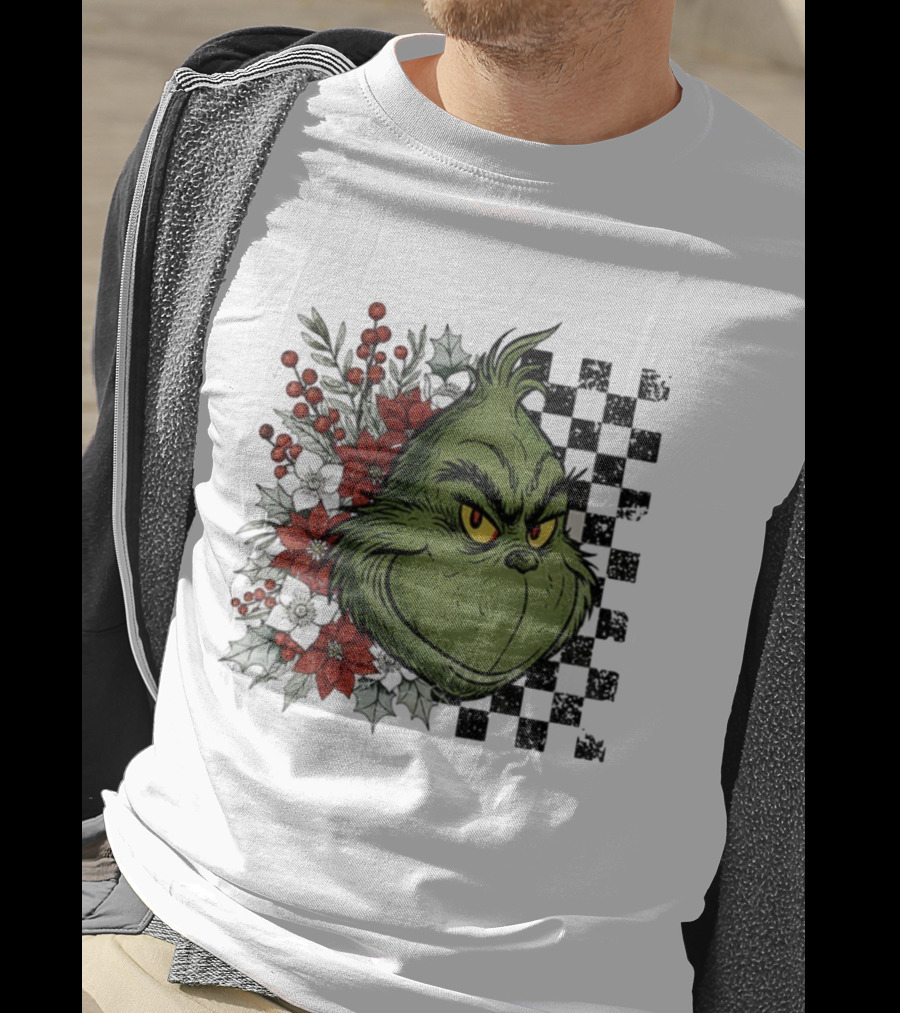 Grinch Floral Christmas Characters Merry Christmas 2025 Festive Design T-Shirt