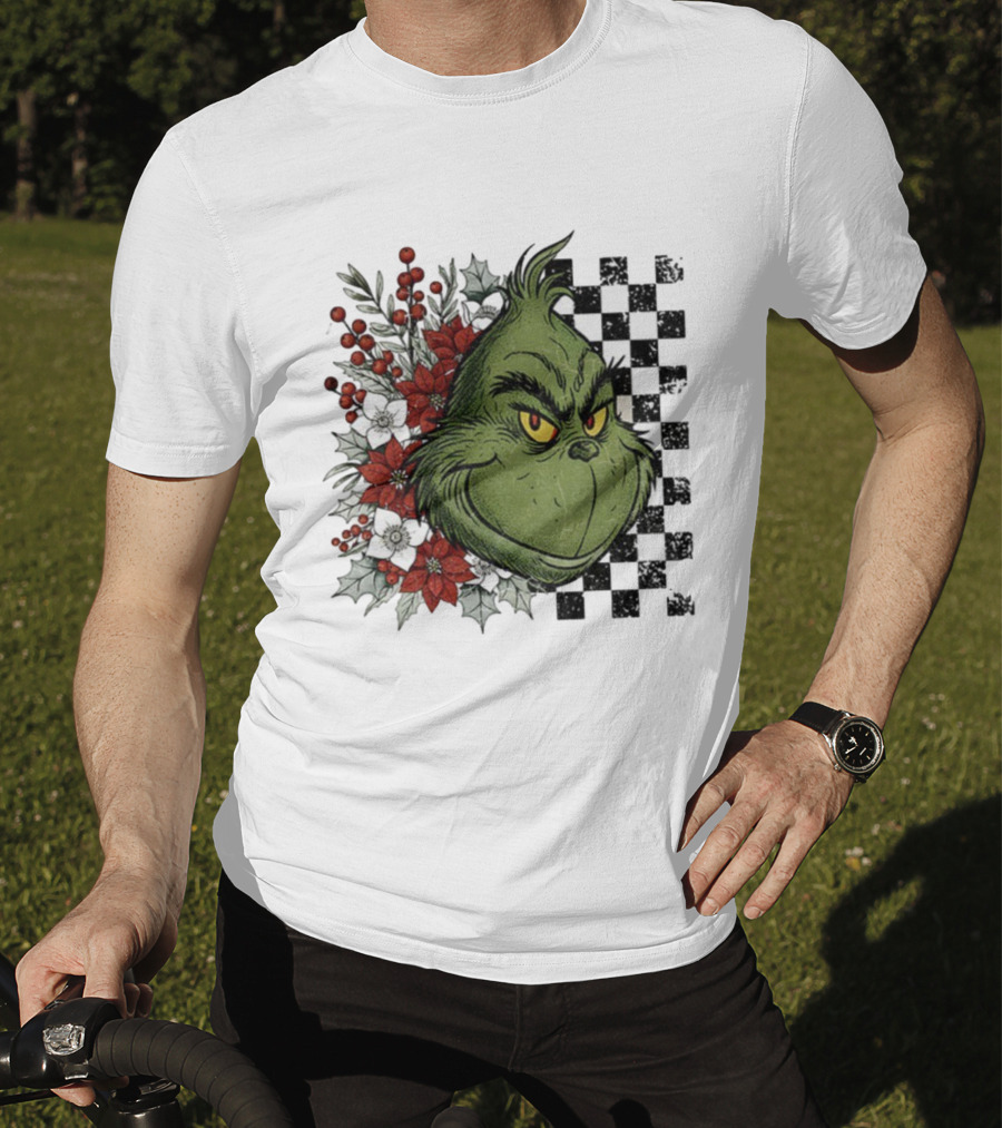 Grinch Floral Christmas Characters Merry Christmas 2025 Festive Design T-Shirt