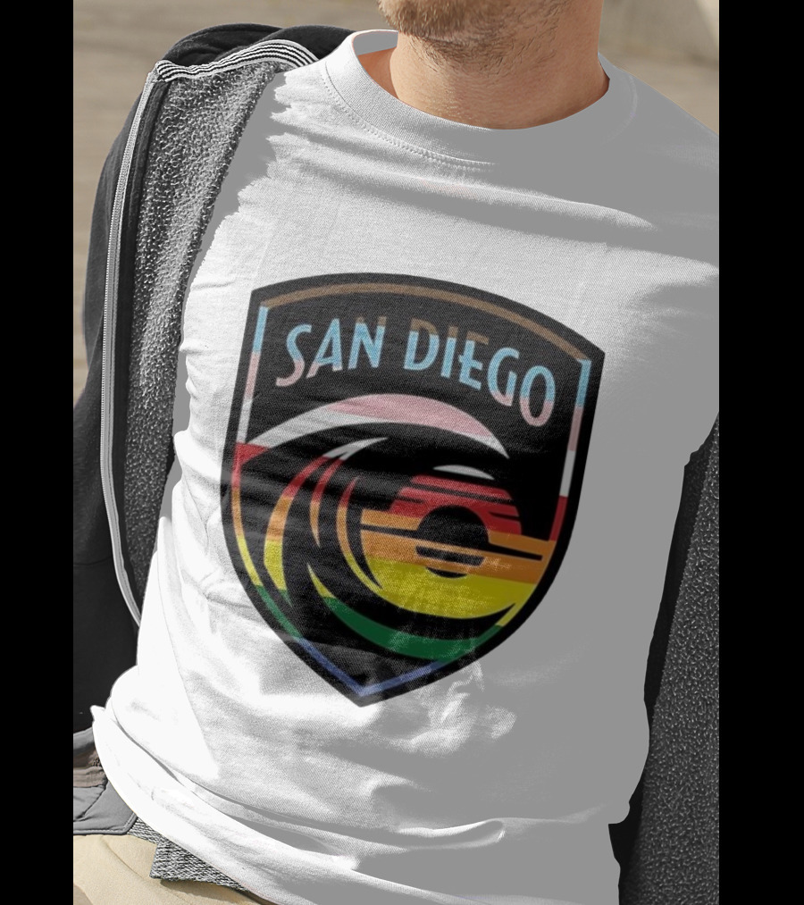 San Diego Wave FC LGBTQ+ Pride Rainbow Wave Sunset T-Shirt