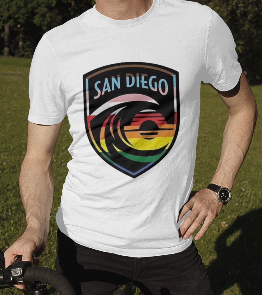 San Diego Wave FC LGBTQ+ Pride Rainbow Wave Sunset T-Shirt