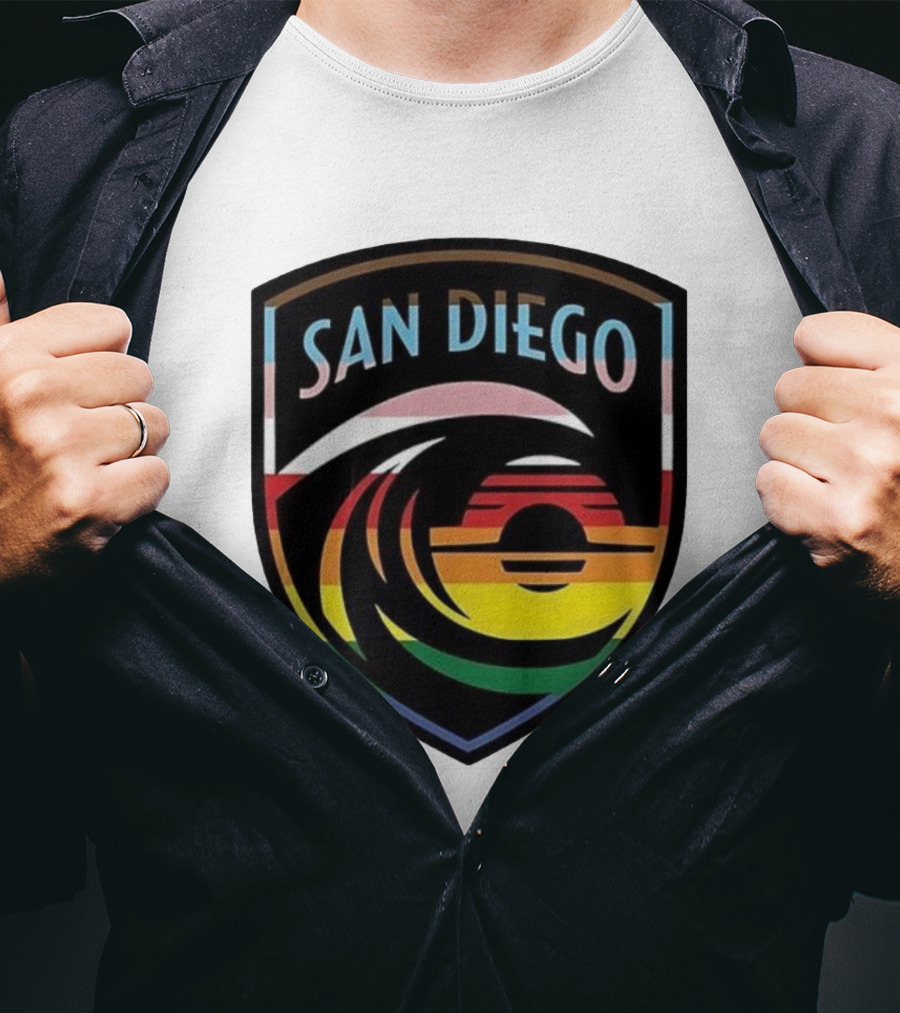 San Diego Wave FC LGBTQ+ Pride Rainbow Wave Sunset T-Shirt