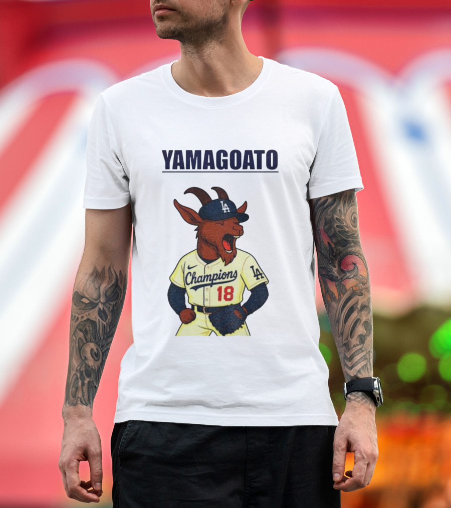 Yamagoato Yoshinobu Yamamoto 18 Champions Los Angeles Dodgers MLB Baseball T-Shirt