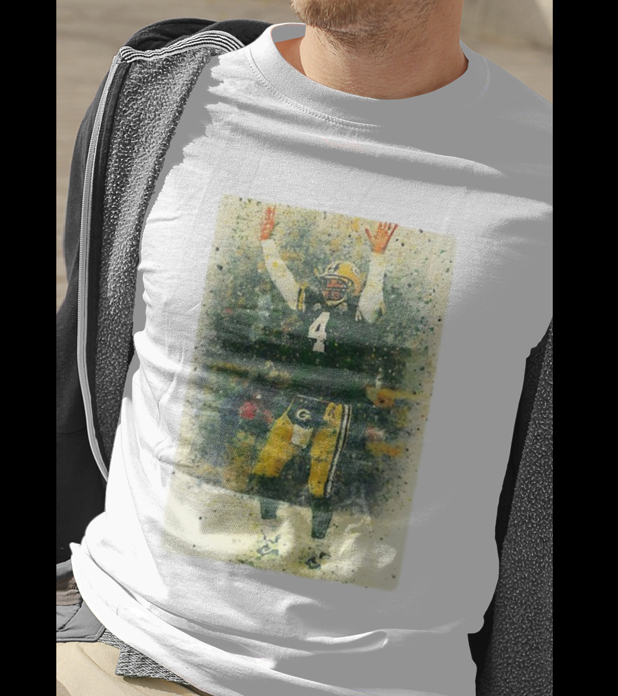 Brett Favre Green Bay Packers Celebratory Splash Number 4 T-Shirt