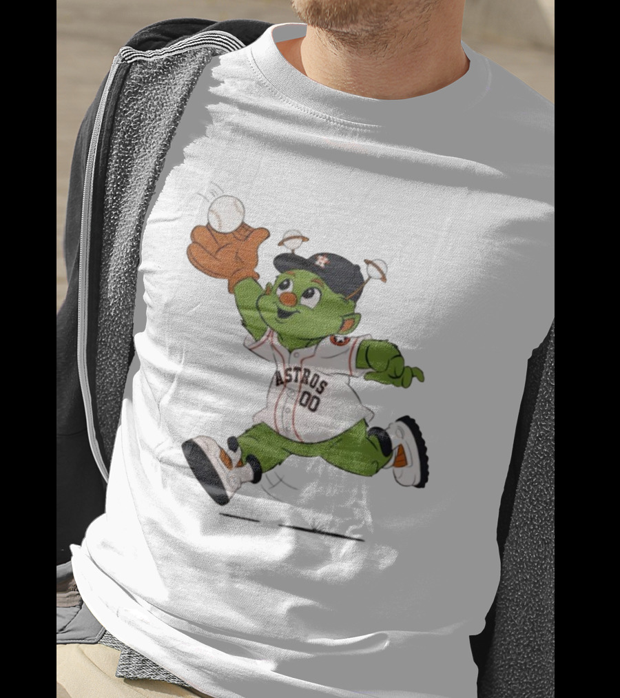 Houston Astros Orbit Mascot Catching Baseball T-Shirt