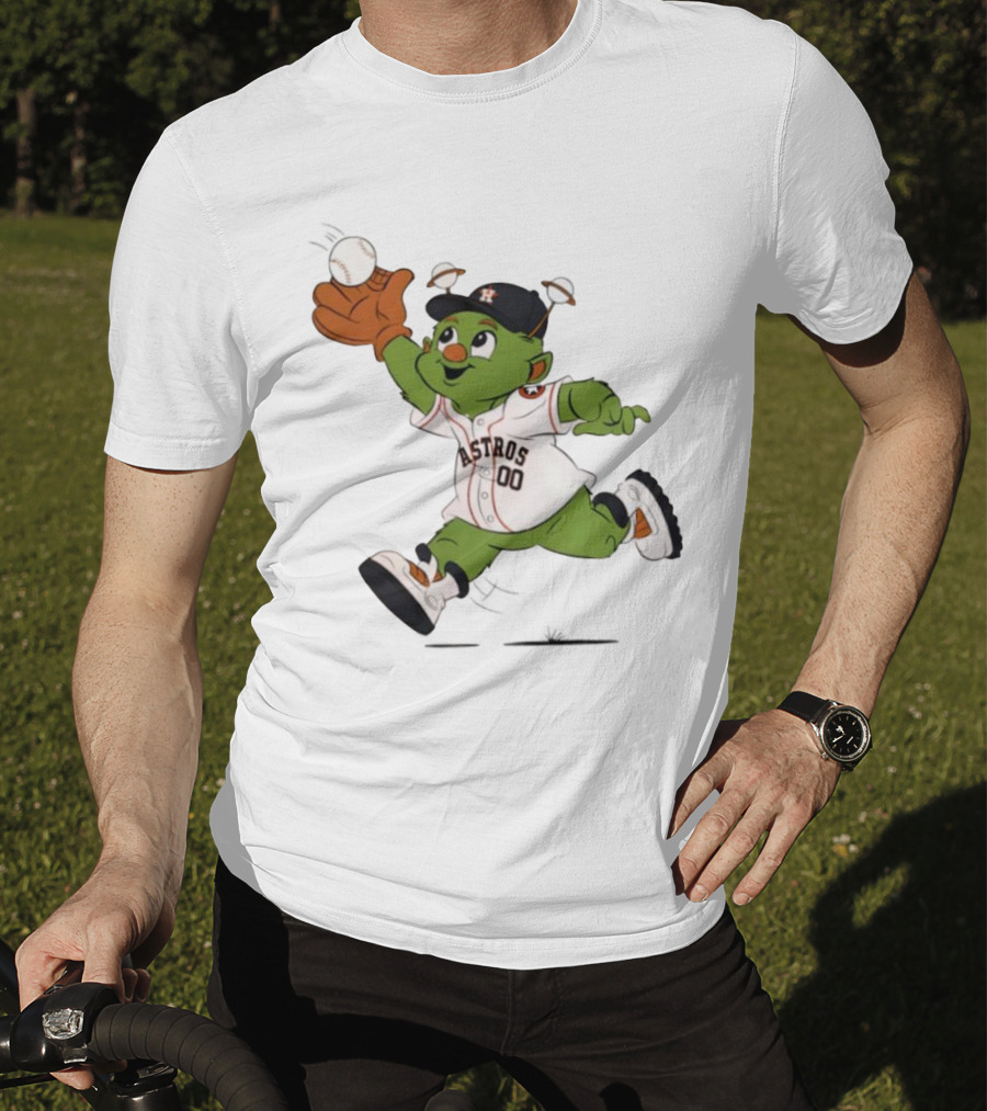 Houston Astros Orbit Mascot Catching Baseball T-Shirt