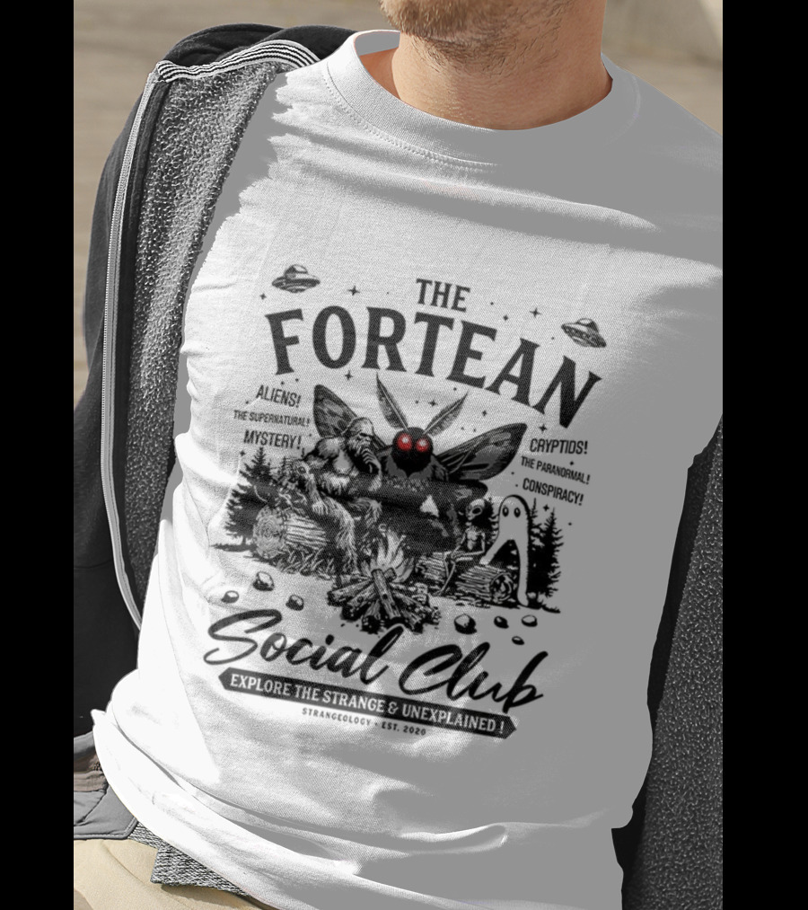 The Fortean Social Club Aliens UFOs Cryptids Myths Mystery Conspiracy T-Shirt