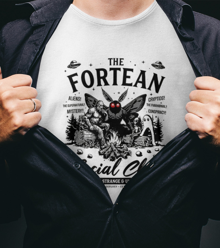 The Fortean Social Club Aliens UFOs Cryptids Myths Mystery Conspiracy T-Shirt