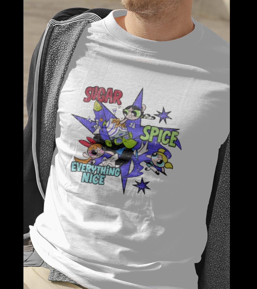 The Powerpuff Girls Sugar Spice Everything Nice Burst Design T-Shirt