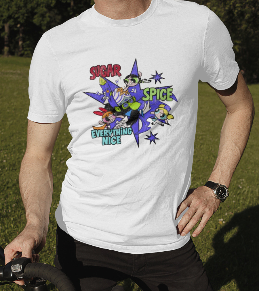 The Powerpuff Girls Sugar Spice Everything Nice Burst Design T-Shirt