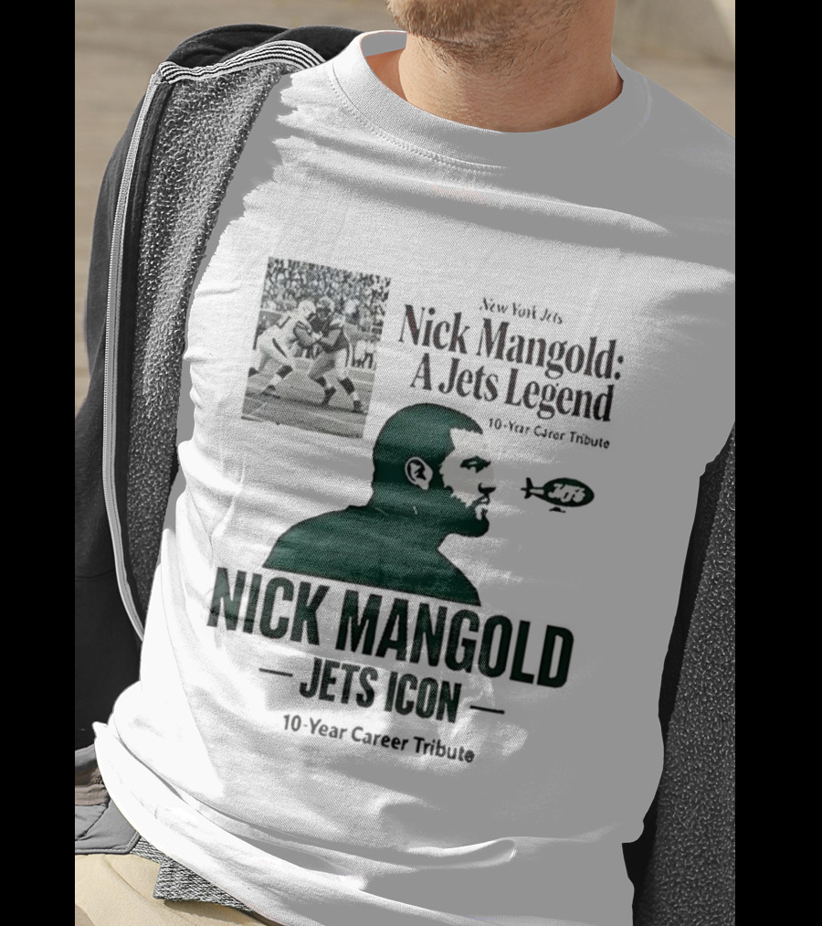 Nick Mangold Jets Icon 10-Year Career Tribute NFL Legend T-Shirt