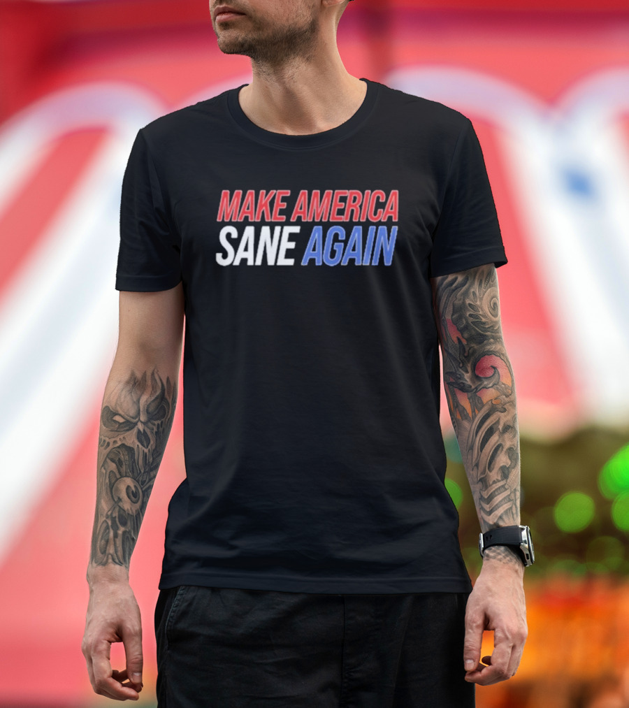 Duke Gomez Make America Sane Again Red White Blue Text T-Shirt