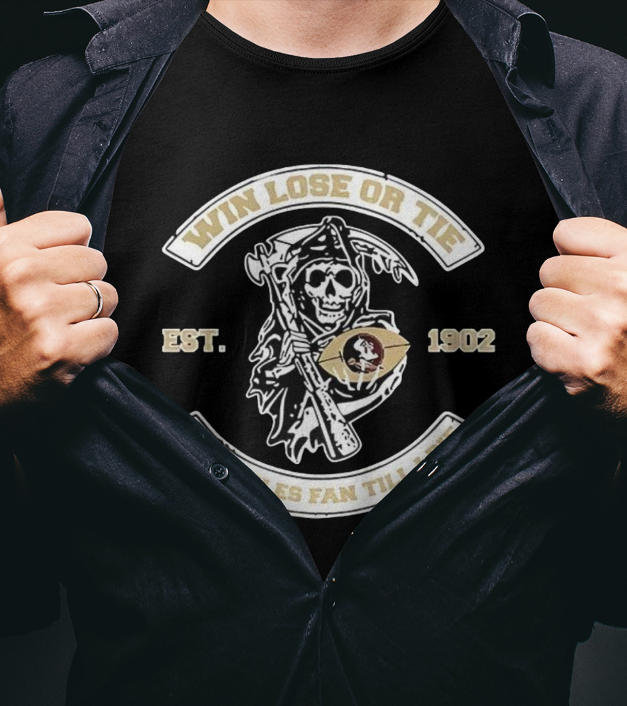 Win Lose Or Tie Seminoles Fan Till I Die Grim Reaper Est. 1902 T-Shirt
