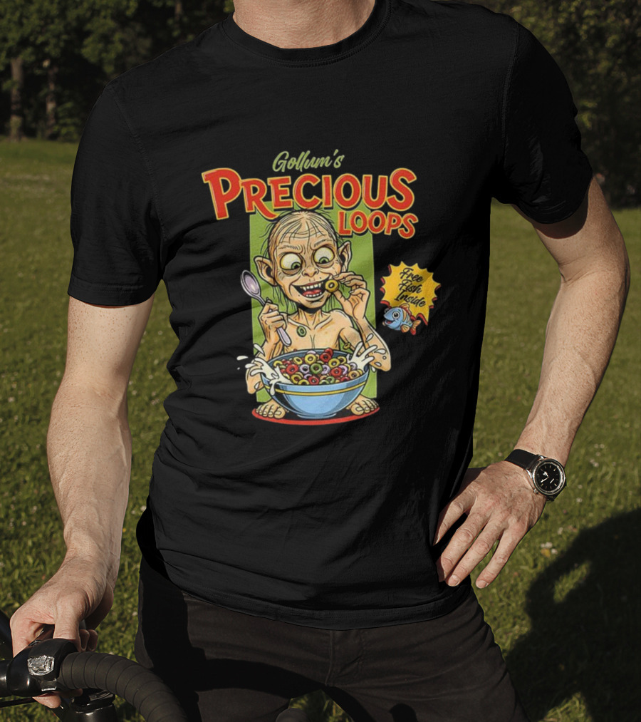 Gollum’s Precious Loops Free Fish Inside Lord Of The Rings Froot Loops Parody T-Shirt
