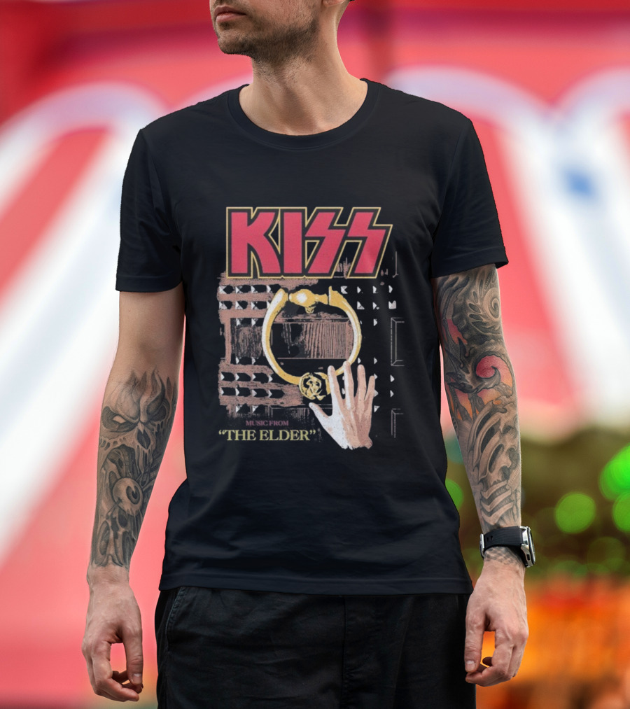 Kiss Music From The Elder Door Knocker Hand Iconic Rock Album Cover T-Shirt