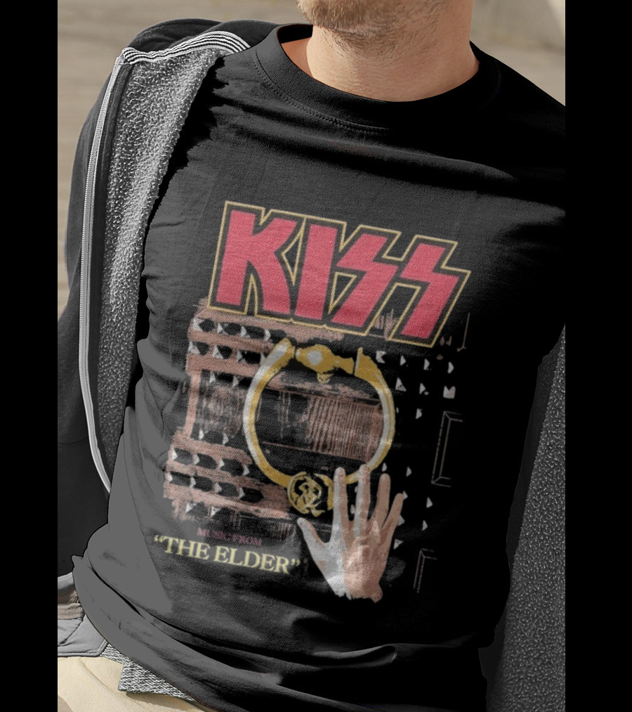 Kiss Music From The Elder Door Knocker Hand Iconic Rock Album Cover T-Shirt
