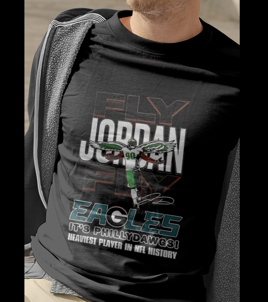Philadelphia Eagles Jordan Davis Fly Eagles Fly Philly Dawgs 90 T-Shirt