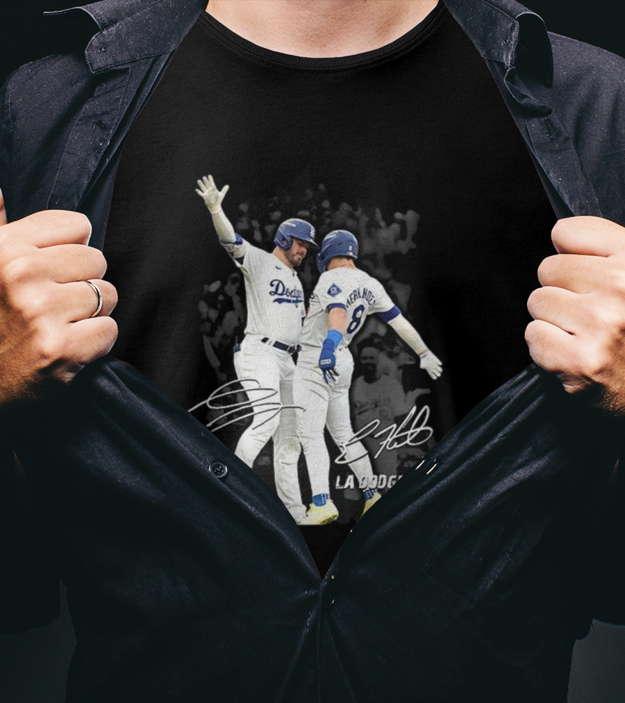 Kiké Hernandez Gavin Lux LA Dodgers Signature Celebration T-Shirt