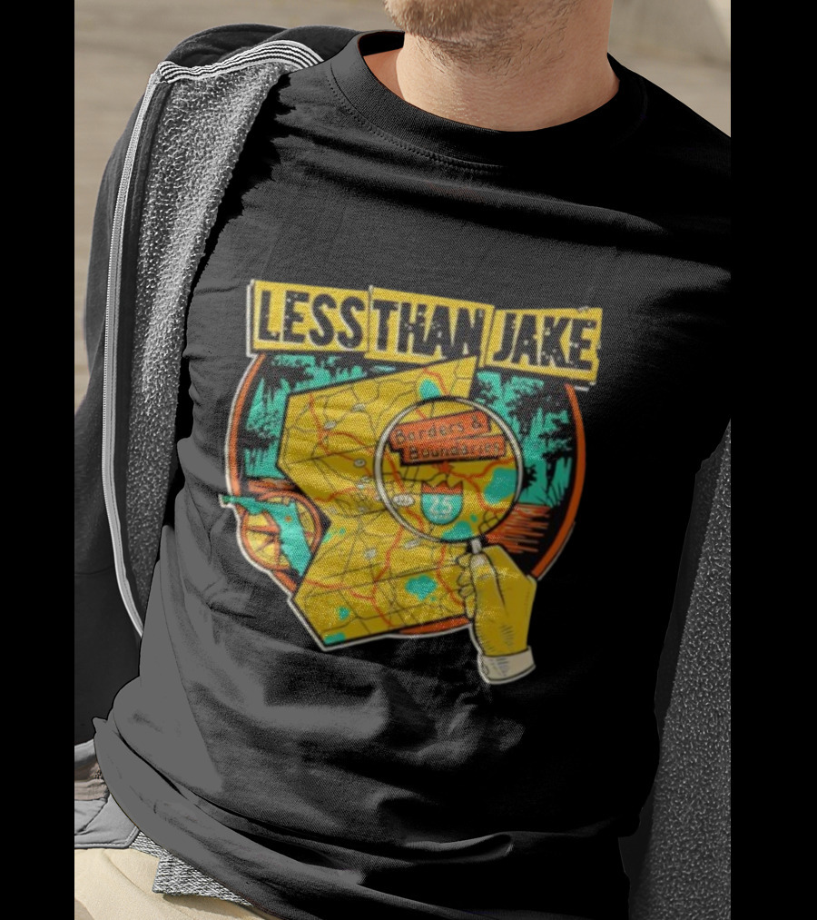 Less Than Jake Borders And Boundaries Anniversary Map Design T-Shirt
