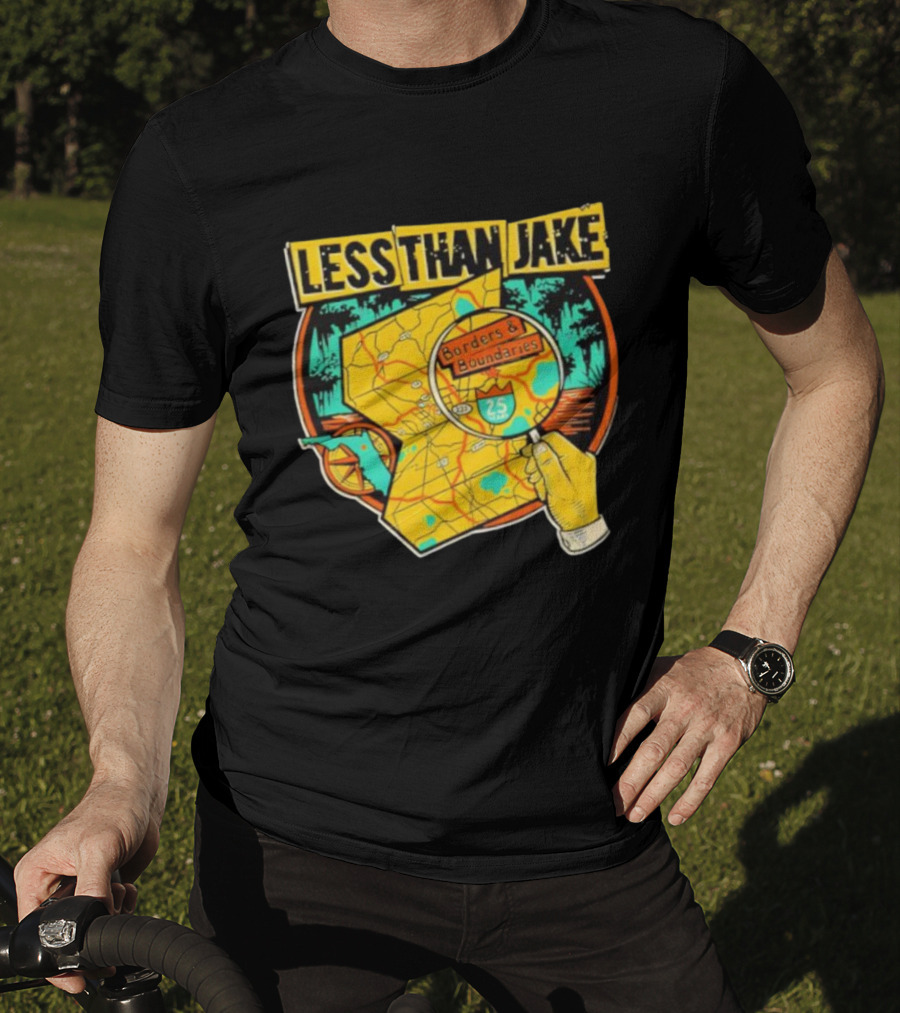 Less Than Jake Borders And Boundaries Anniversary Map Design T-Shirt