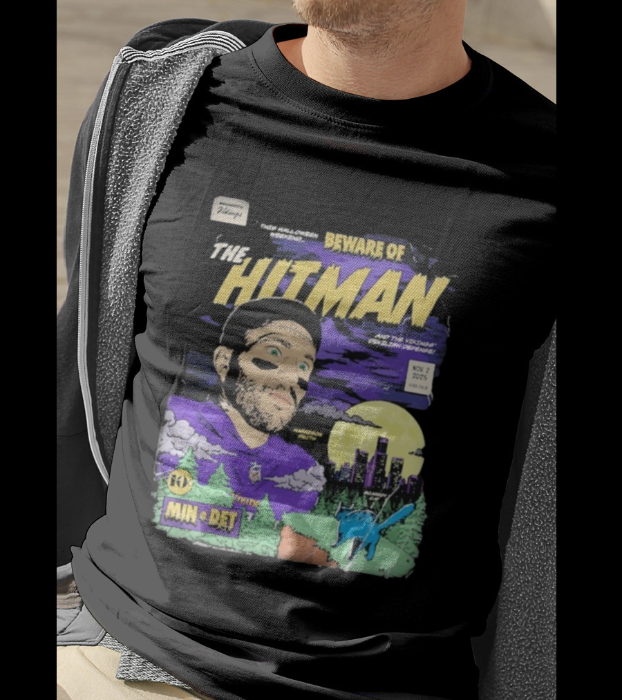 Minnesota Vikings Vs Detroit Lions Beware Of The Hitman NFL November 2 2025 Halloween Matchup Harrison Smith Vikings Defense Ford Field T-Shirt