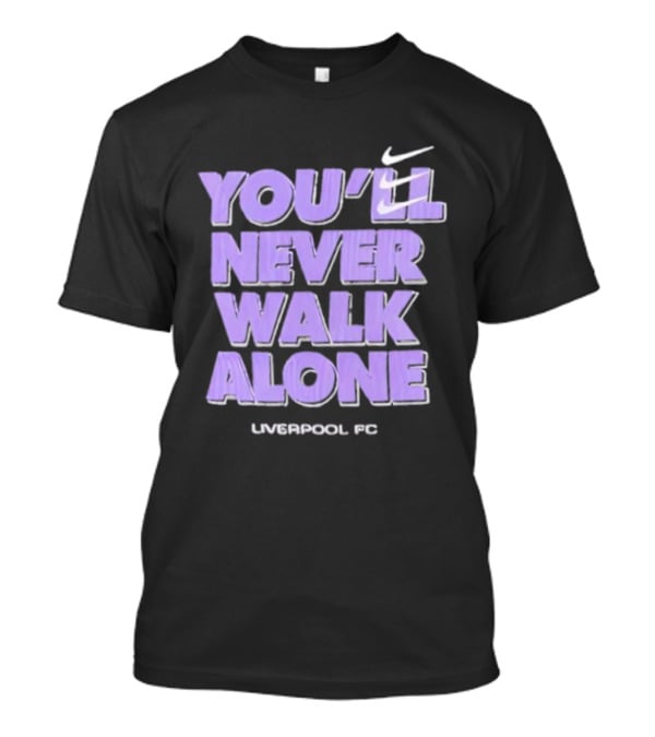 Nike You'll Never Walk Alone Liverpool FC Purple Text With Iconic Swoosh T-Shirt