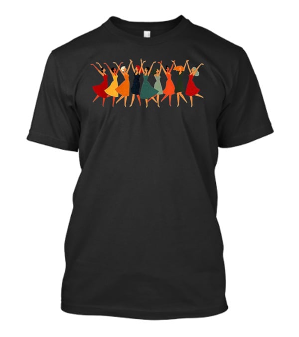 Nine Ladies Dancing Colorful Christmas Celebration T-Shirt