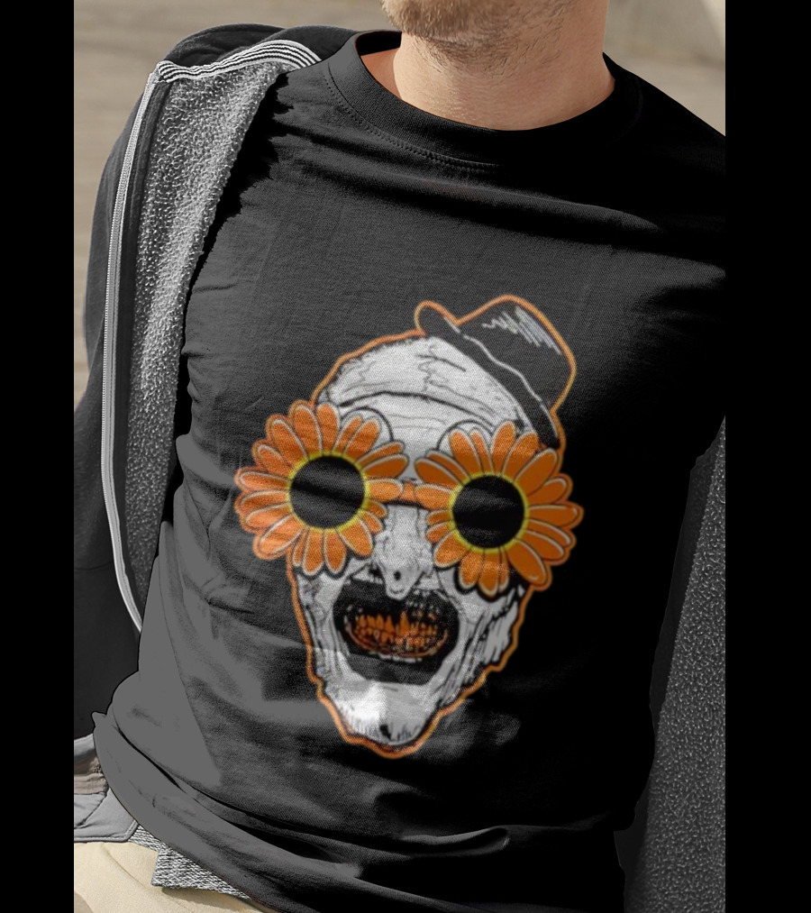 Art The Clown Creepy Halloween Sunflower Glasses Terrifier T-Shirt