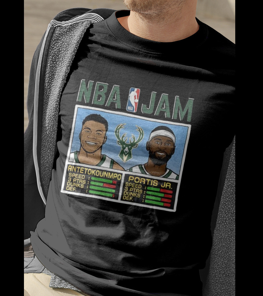 NBA Jam Antetokounmpo Portis Jr Milwaukee Bucks Classic Video Game T-Shirt