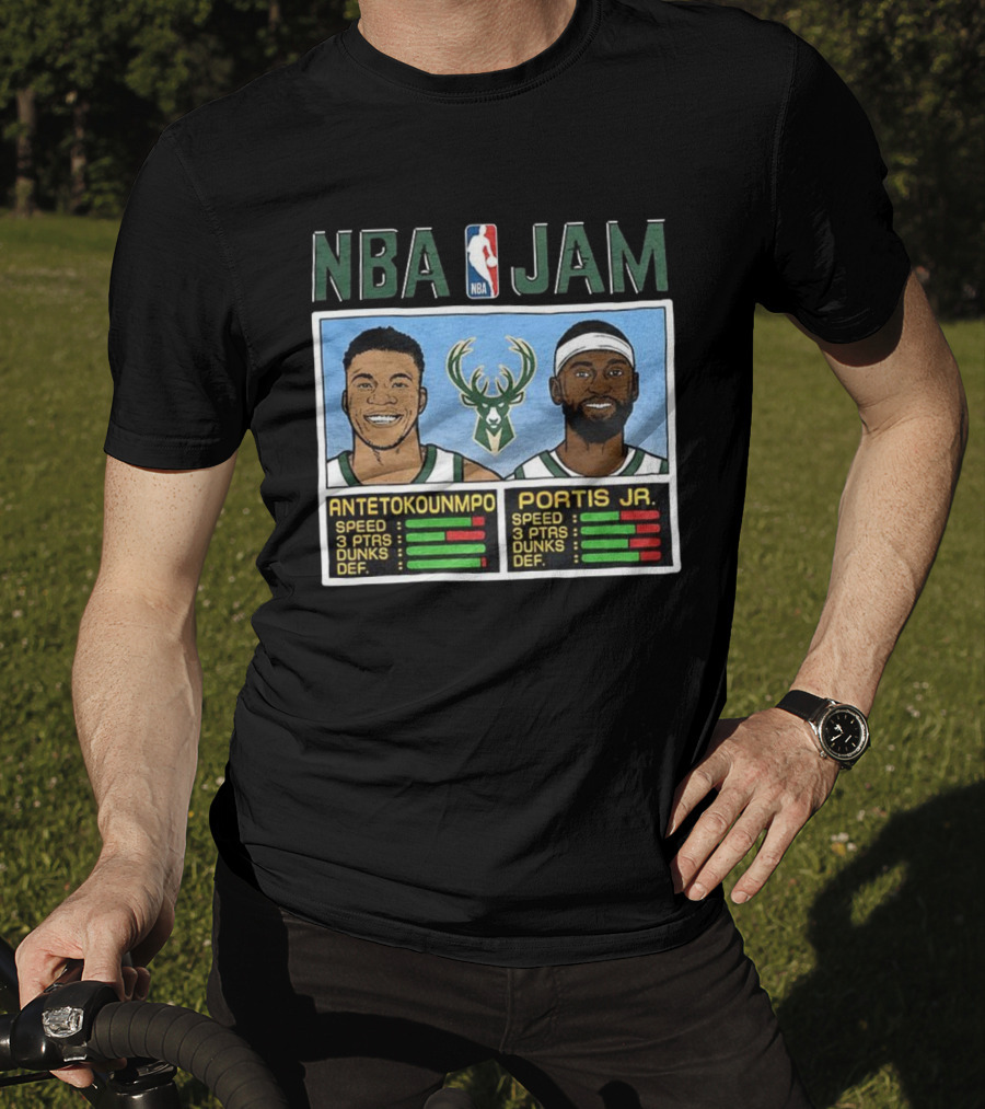 NBA Jam Antetokounmpo Portis Jr Milwaukee Bucks Classic Video Game T-Shirt