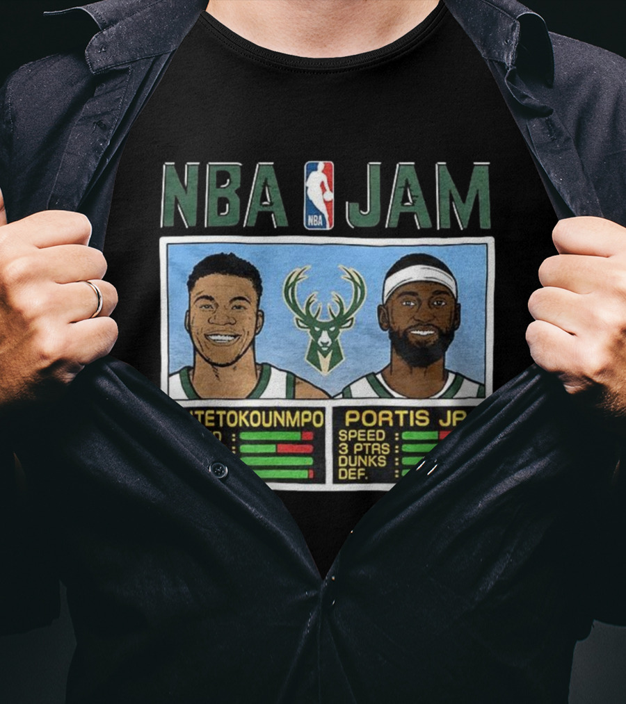 NBA Jam Antetokounmpo Portis Jr Milwaukee Bucks Classic Video Game T-Shirt