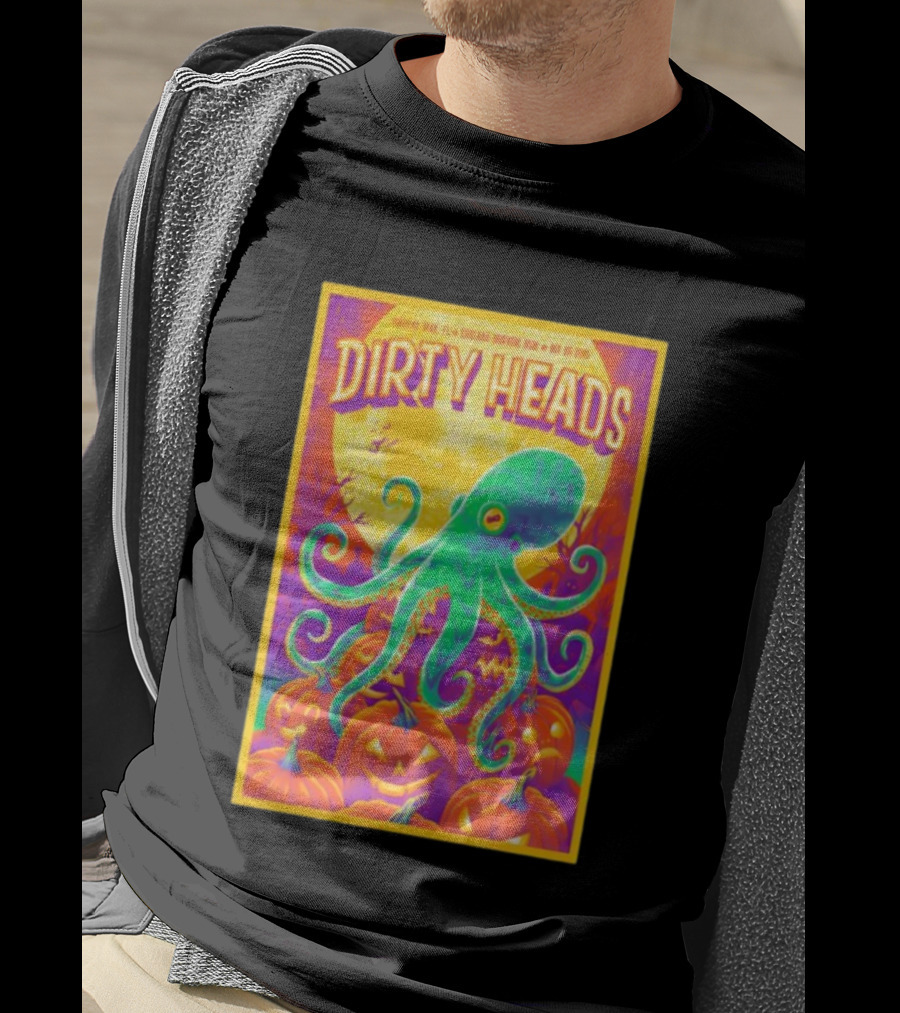 Dirty Heads October 26th 2025 England Brothers Bandshell Park Madeira Beach FL Halloween Octopus Pumpkin Art T-Shirt