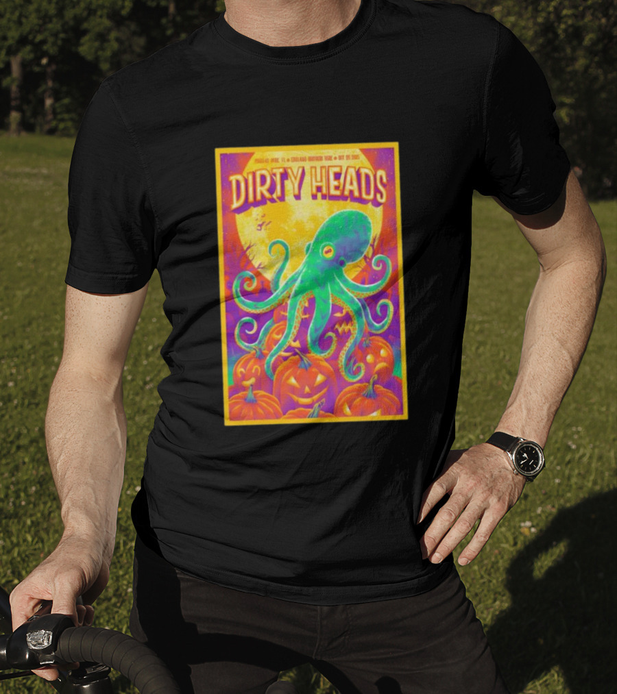 Dirty Heads October 26th 2025 England Brothers Bandshell Park Madeira Beach FL Halloween Octopus Pumpkin Art T-Shirt