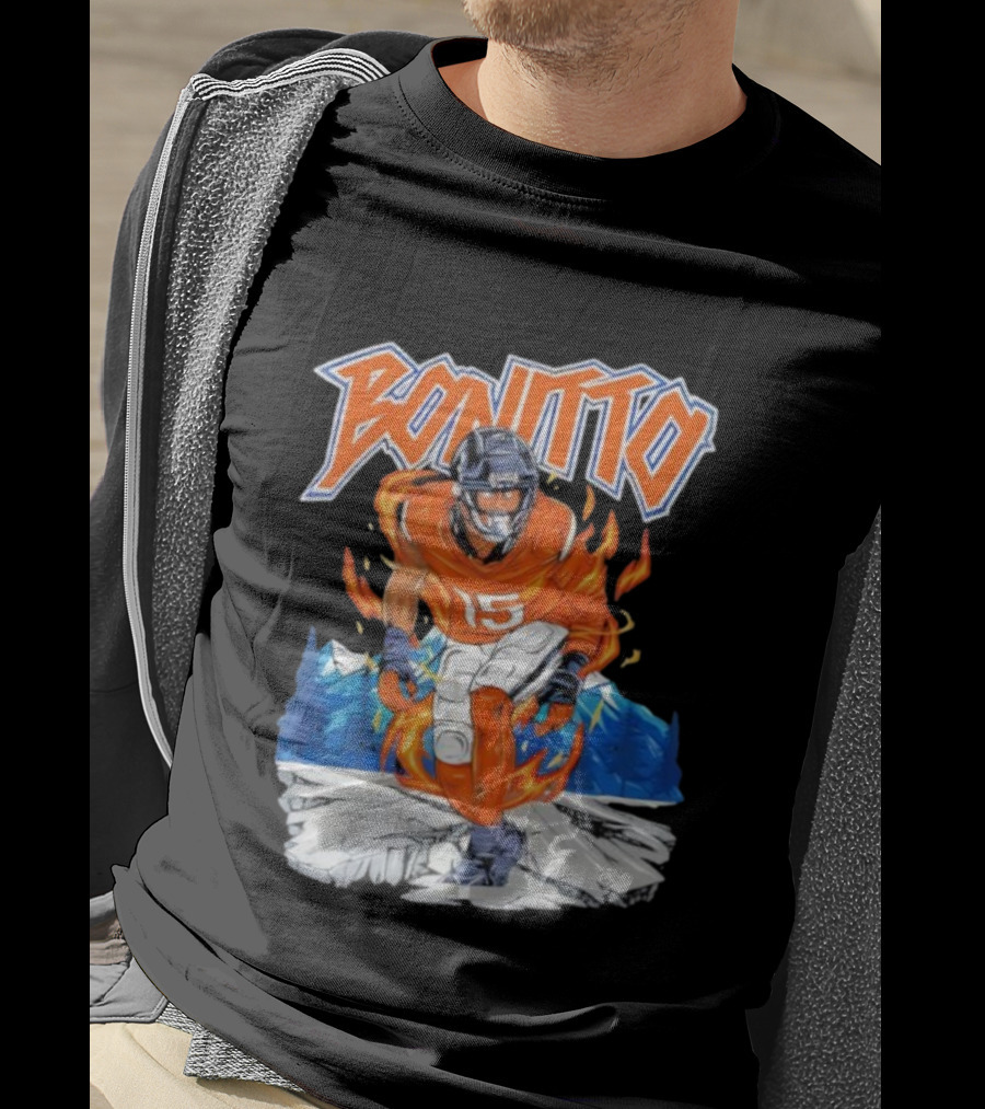 Bonitto 15 Football Flames And Mountains Graphic T-Shirt